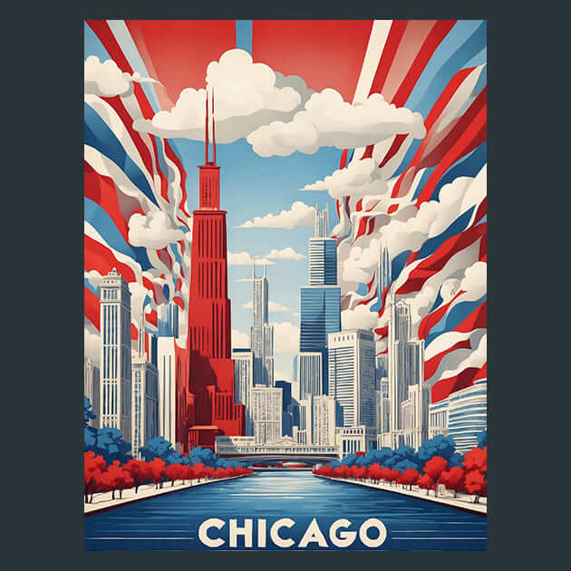 Chicago Metal Wall Art and Desktop Mouse Pad by X2Metal