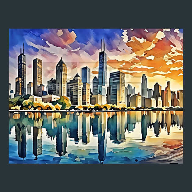 Chicago Skylines Metal Wall Art and Desktop Mouse Pad by X2Metal