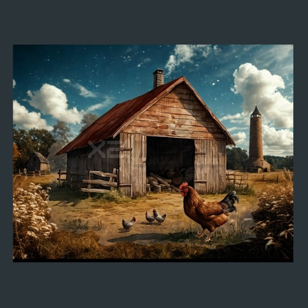 Chicken Coop 40 Metal Wall Art and Desktop Mouse Pad by X2Metal