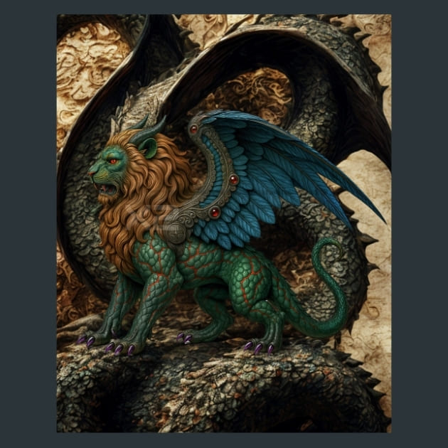 Chimera-Gothic Alchemy Metal Wall Art and Desktop Mouse Pad by X2Metal