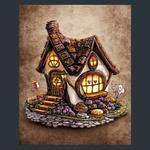 Chocolate Fairy House 5 Metal Wall Art and Desktop Mouse Pad by X2Metal