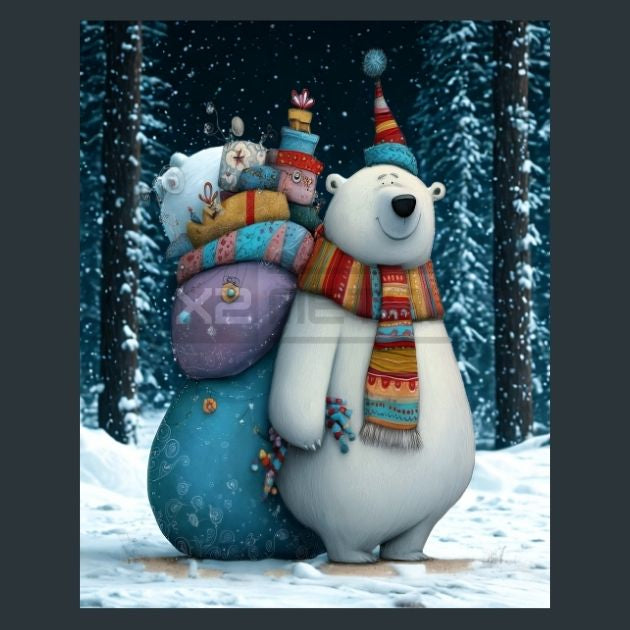 Christmas-Polar-Bear-2-Metal-Prints