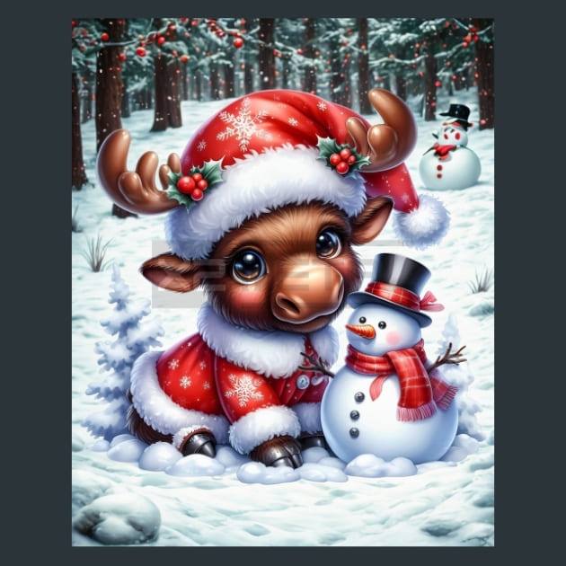 Christmas Mooses 11 Metal Wall Art and Desktop Mouse Pad by X2Metal