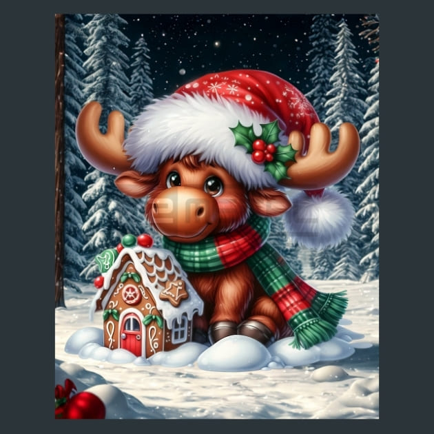 Christmas Mooses 2 Metal Wall Art and Desktop Mouse Pad by X2Metal