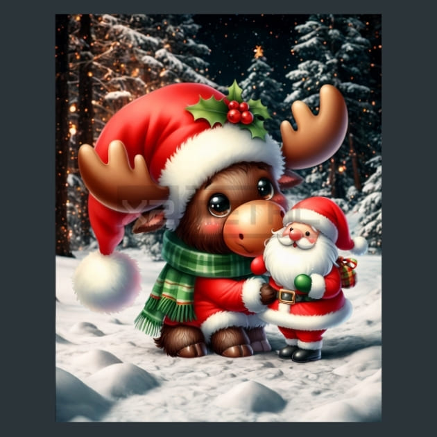 Christmas Mooses 4 Metal Wall Art and Desktop Mouse Pad by X2Metal