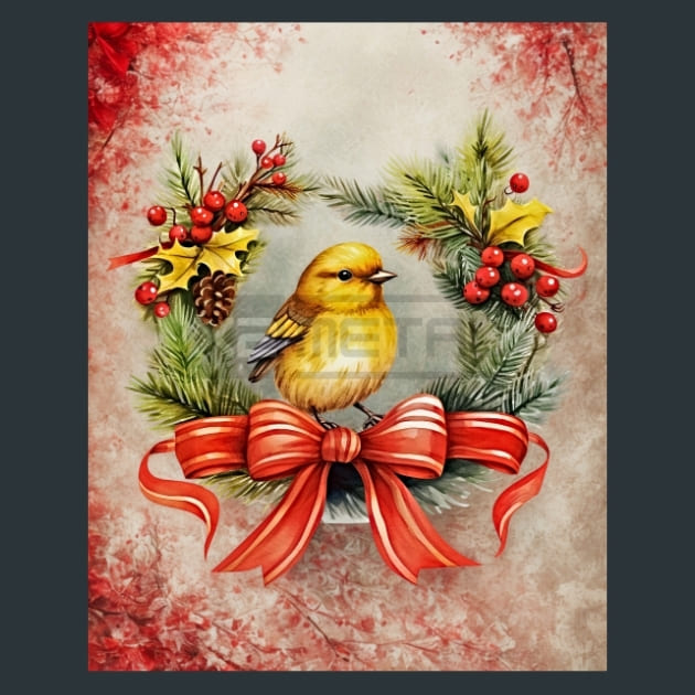 Christmas Bird 10 Metal Wall Art and Desktop Mouse Pad by X2Metal