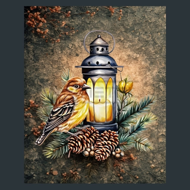 Christmas Bird 1 Metal Wall Art and Desktop Mouse Pad by X2Metal