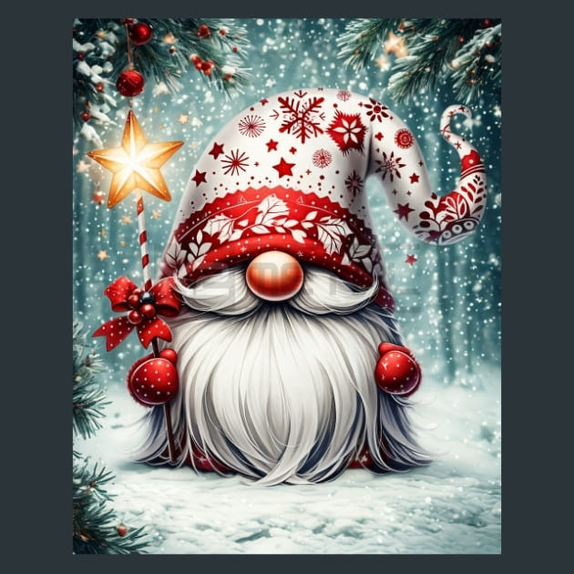 Christmas Gnome 1 Metal Wall Art and Desktop Mouse Pad by X2Metal