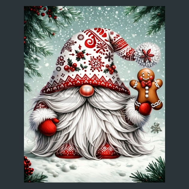 Christmas Gnome 4 Metal Wall Art and Desktop Mouse Pad by X2Metal