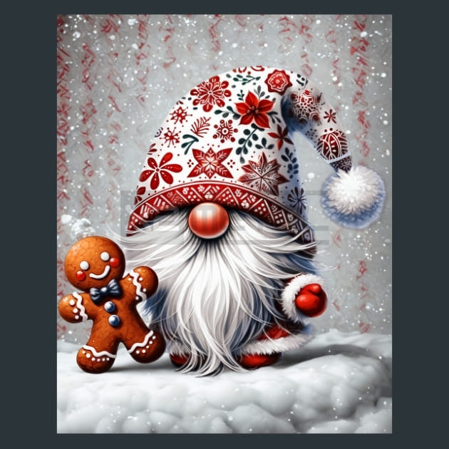 Christmas Gnome 5 Metal Wall Art and Desktop Mouse Pad by X2Metal