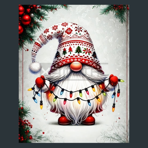 Christmas Gnome 7 Metal Wall Art and Desktop Mouse Pad by X2Metal