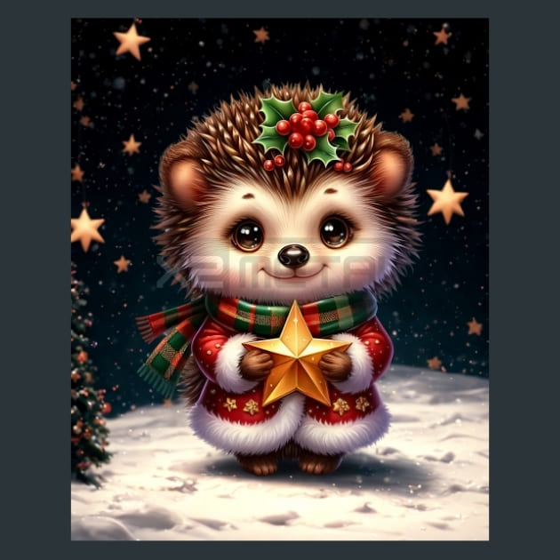 Christmas Hedgehogs 6 Metal Wall Art and Desktop Mouse Pad by X2Metal