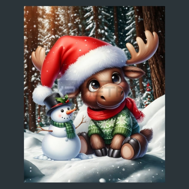 Christmas Mooses 10 Metal Wall Art and Desktop Mouse Pad by X2Metal