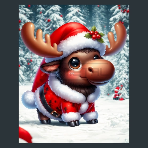 Christmas Mooses 12 Metal Wall Art and Desktop Mouse Pad by X2Metal