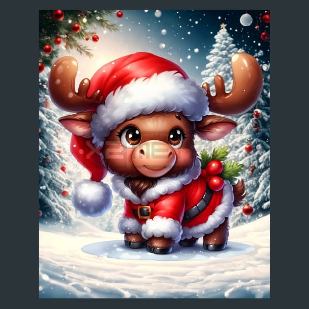 Christmas Mooses 13 Metal Wall Art and Desktop Mouse Pad by X2Metal