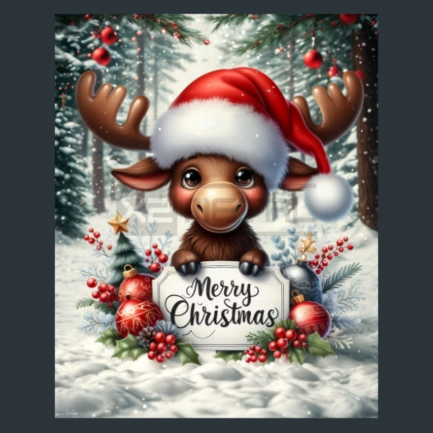 Christmas Mooses 15 Metal Wall Art and Desktop Mouse Pad by X2Metal