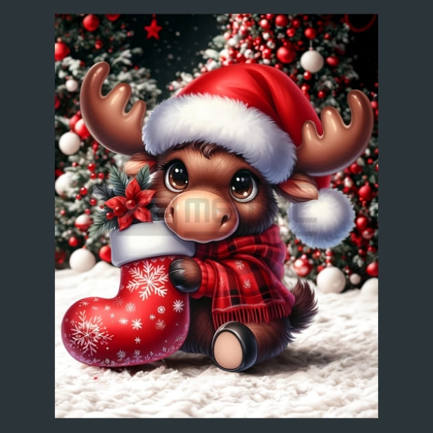 Christmas Mooses 17 Metal Wall Art and Desktop Mouse Pad by X2Metal