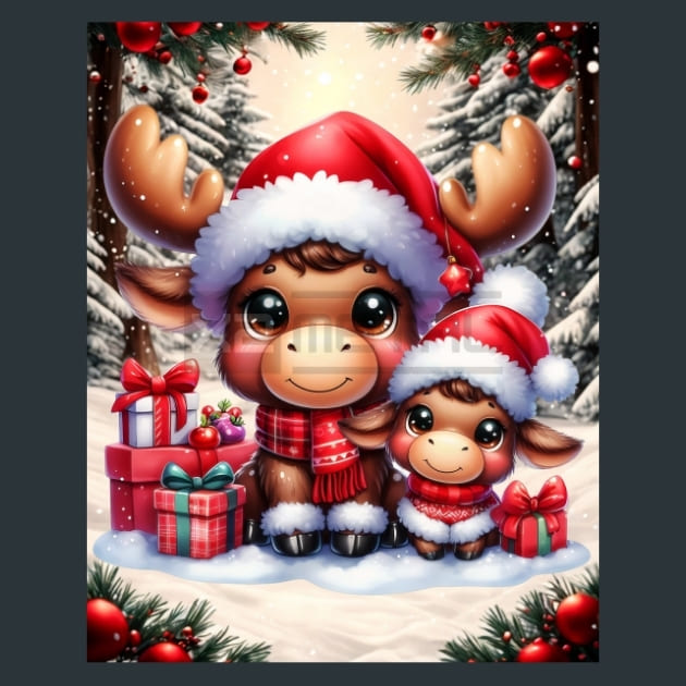 Christmas Mooses 1 – Metal Print &amp; Mouse Pad | ChromaLuxe | Made in Iowa USA