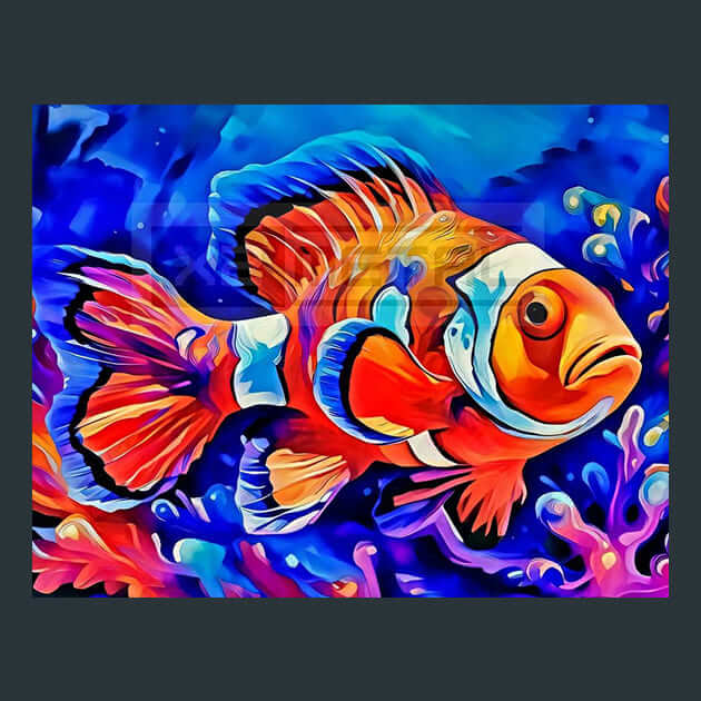 Clown Fish Blissful Metal Wall Art and Desktop Mouse Pad by X2Metal