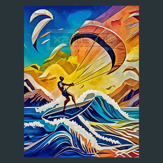 Coastal Kitesurfin Metal Wall Art and Desktop Mouse Pad by X2Metal