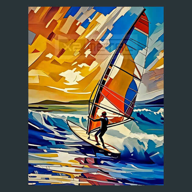 Coastal Windsurfing Metal Wall Art and Desktop Mouse Pad by X2Metal