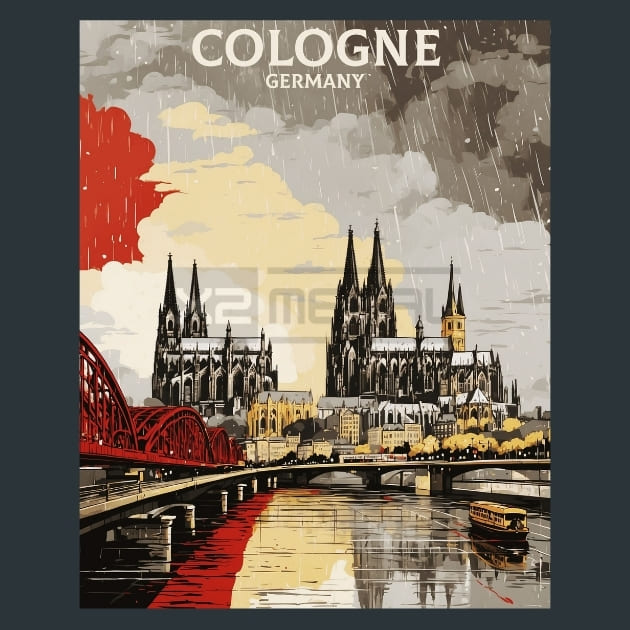 Cologne 2 Germany Metal Wall Art and Desktop Mouse Pad by X2Metal