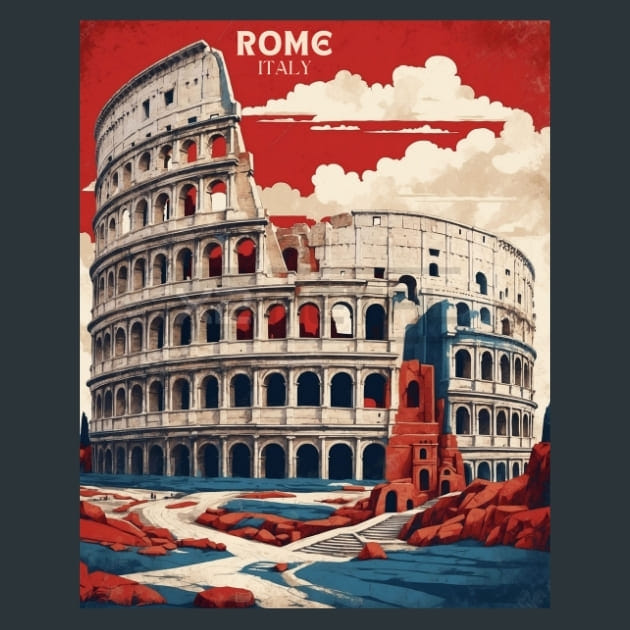 Colosseum Italy Metal Wall Art and Desktop Mouse Pad by X2Metal