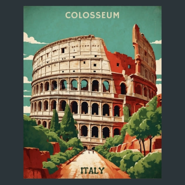 Colosseum Rome vintage 1 Metal Wall Art and Desktop Mouse Pad by X2Metal