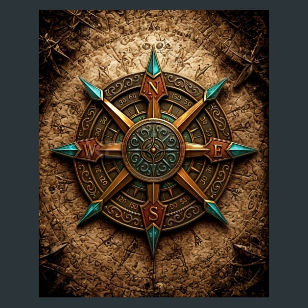 Compass_Rose-Steampunk Metal Wall Art and Desktop Mouse Pad by X2Metal