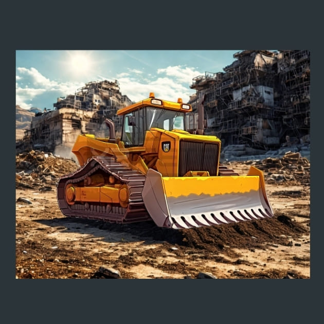 Construction Vehicle 4 Metal Wall Art and Desktop Mouse Pad by X2Metal