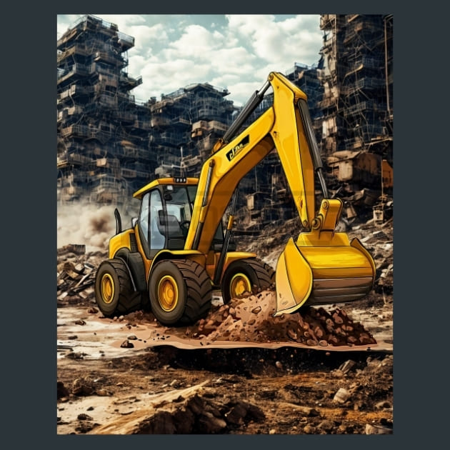 Construction Vehicle 9 Metal Wall Art and Desktop Mouse Pad by X2Metal