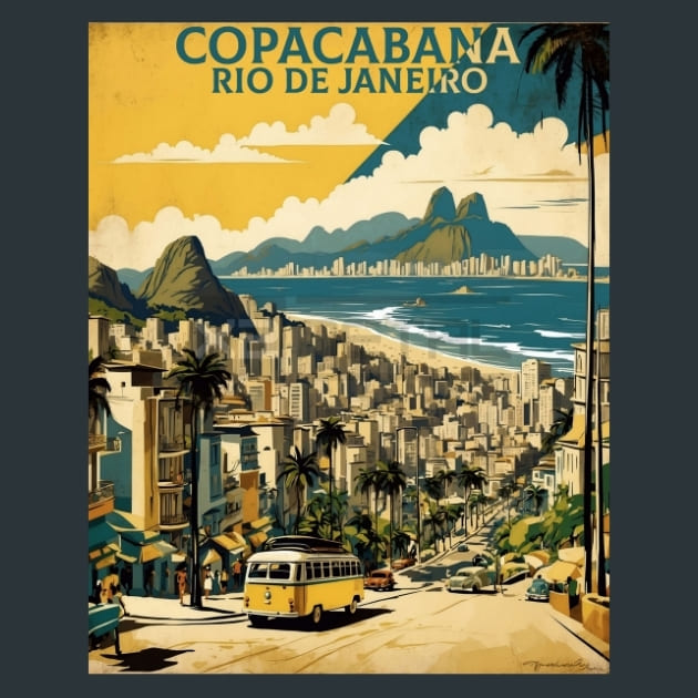 Copacabana Rio de Janeiro Brazizil Metal Wall Art and Desktop Mouse Pad by X2Metal