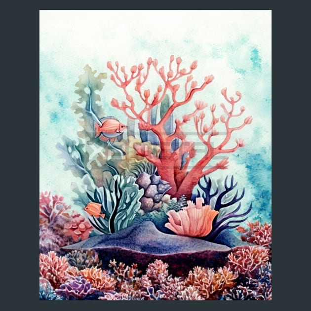 Coral Reef 2 Metal Wall Art and Desktop Mouse Pad by X2Metal