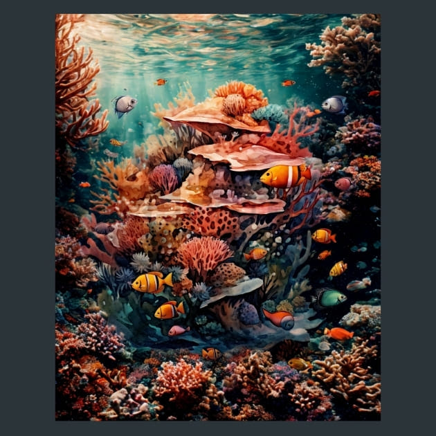 Coral Reef 5 Metal Wall Art and Desktop Mouse Pad by X2Metal