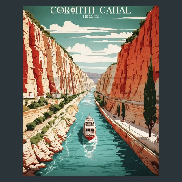 Corinth canal Greece Metal Wall Art and Desktop Mouse Pad by X2Metal
