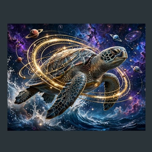 Cosmic-Turtle-Metal-print