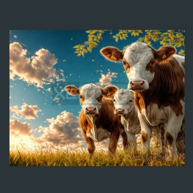 Cow Meadow 1 Metal Wall Art and Desktop Mouse Pad by X2Metal