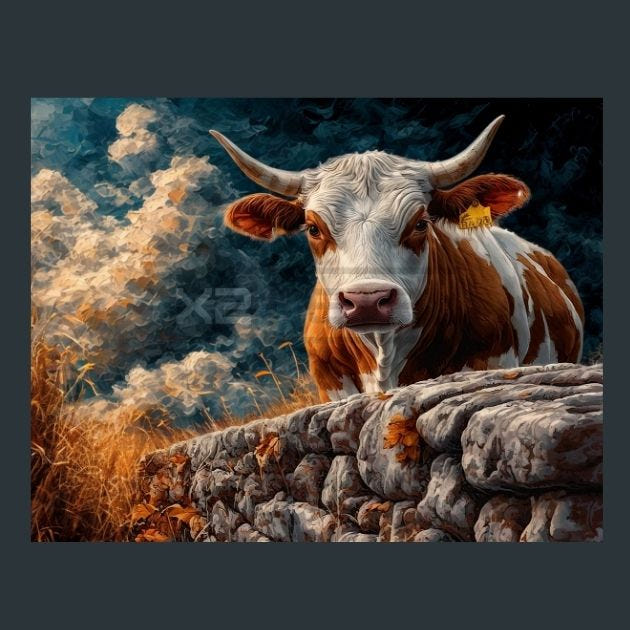 Cow Meadow 10 Metal Wall Art and Desktop Mouse Pad by X2Metal