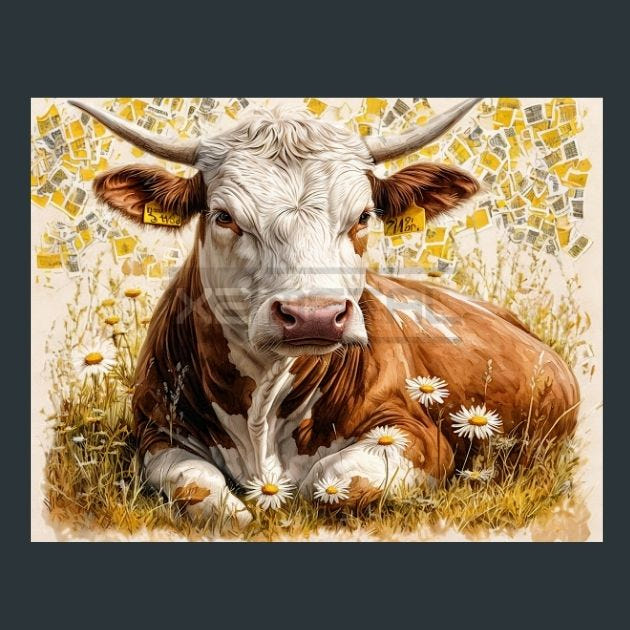 Cow Meadow 13 Metal Wall Art and Desktop Mouse Pad by X2Metal