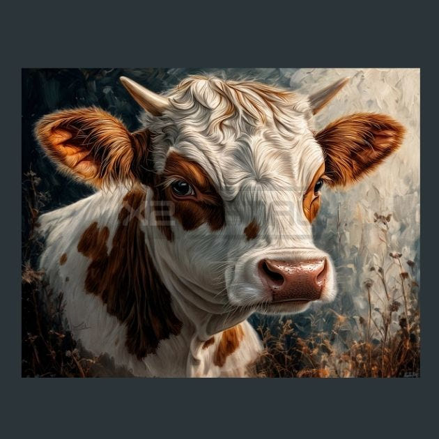 Cow Meadow 19 Metal Wall Art and Desktop Mouse Pad by X2Metal