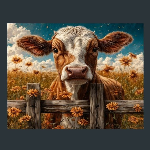 Cow Meadow 2 Metal Wall Art and Desktop Mouse Pad by X2Metal