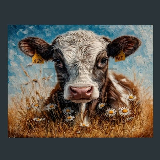 Cow Meadow 23 Metal Wall Art and Desktop Mouse Pad by X2Metal
