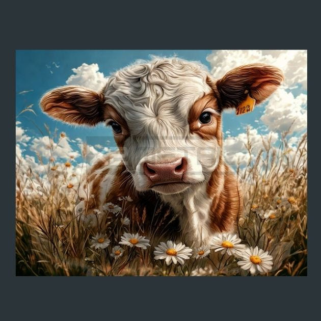 Cow Meadow 24 Metal Wall Art and Desktop Mouse Pad by X2Metal