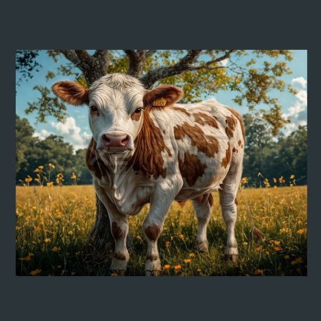 Cow Meadow 29 Metal Wall Art and Desktop Mouse Pad by X2Metal