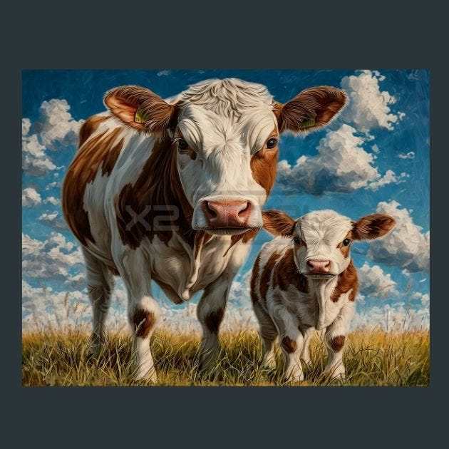 Cow Meadow 39 Metal Wall Art and Desktop Mouse Pad by X2Metal