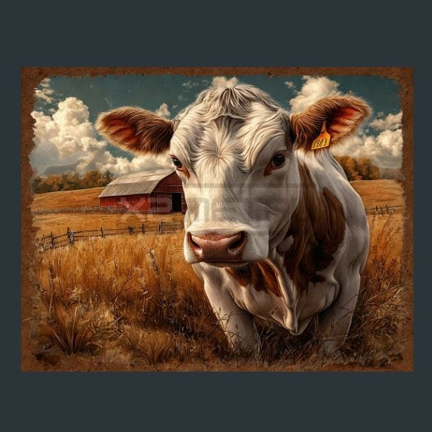 Cow Meadow 40 Metal Wall Art and Desktop Mouse Pad by X2Metal