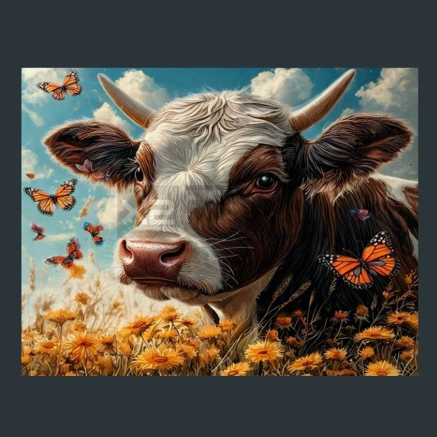 Cow Meadow 48 Metal Wall Art and Desktop Mouse Pad by X2Metal