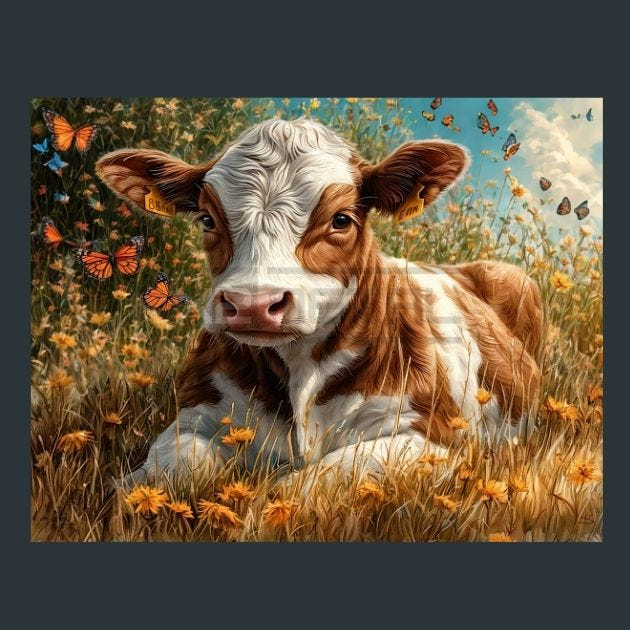Cow Meadow 49 Metal Wall Art and Desktop Mouse Pad by X2Metal