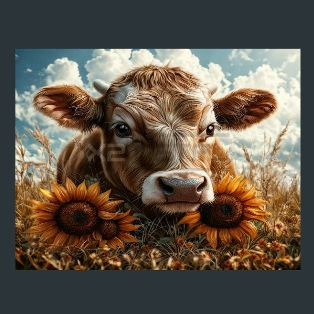 Cow Meadow 55 Metal Wall Art and Desktop Mouse Pad by X2Metal