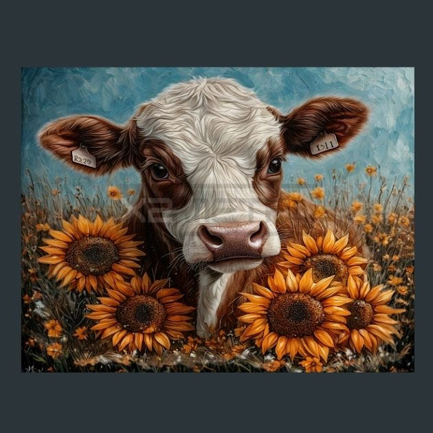 Cow Meadow 56 Metal Wall Art and Desktop Mouse Pad by X2Metal
